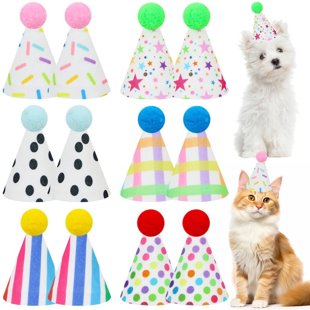 7907 12pcs Mini Party Hats for Stuffed Animals, Party Hats for Dolls Dog